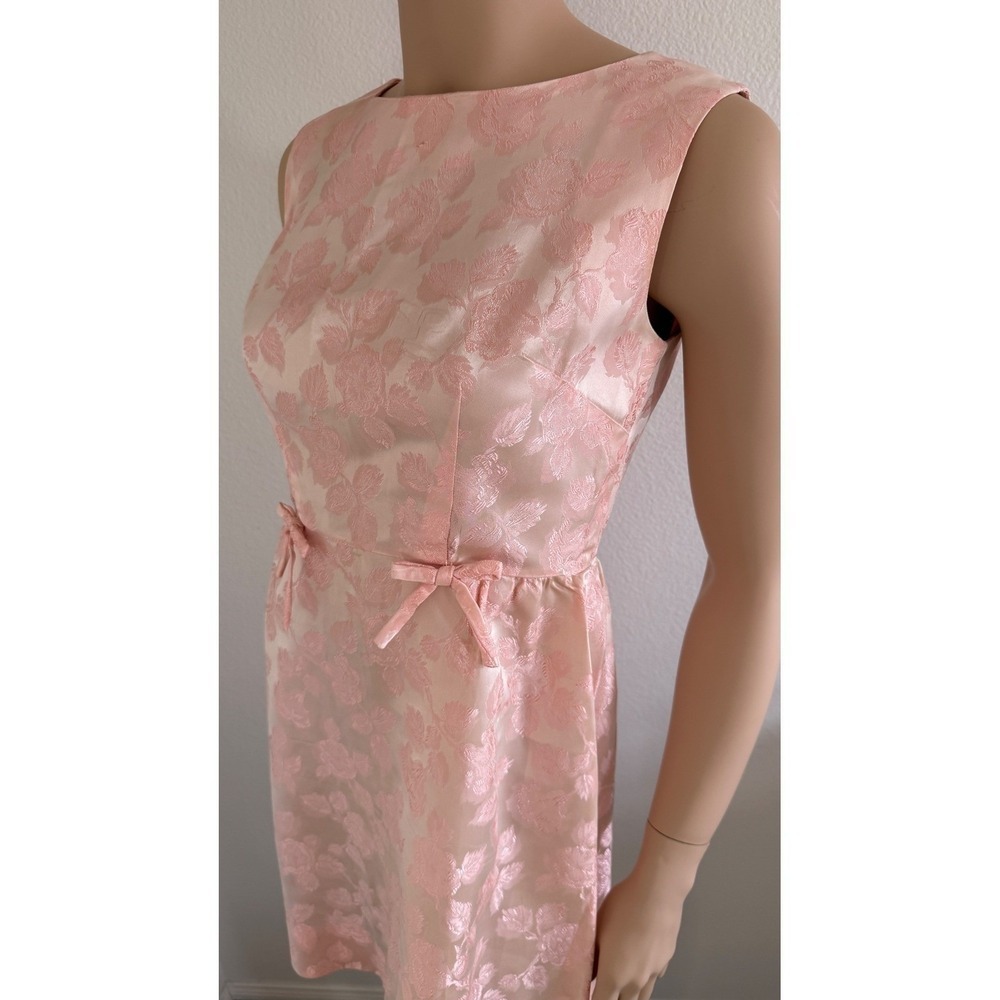 Vintage 60s Pink Damask Floral Dress and Jacket Set Home Sewn MCM Mod 2pc - Picture 10 of 16